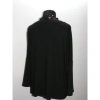 Bluzka Linda czarna z błyszczącymi rękawami i panelem